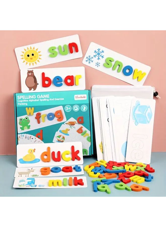 Blue Educational Word Spelling Puzzle Game Alphabet Numbers Recognition Toy - Image 2